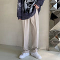 Button Pockets Loose Korean Style Suit Pants Men Spring Autumn Straight Wide Leg Trousers Casual Pants Male pantalones hombre