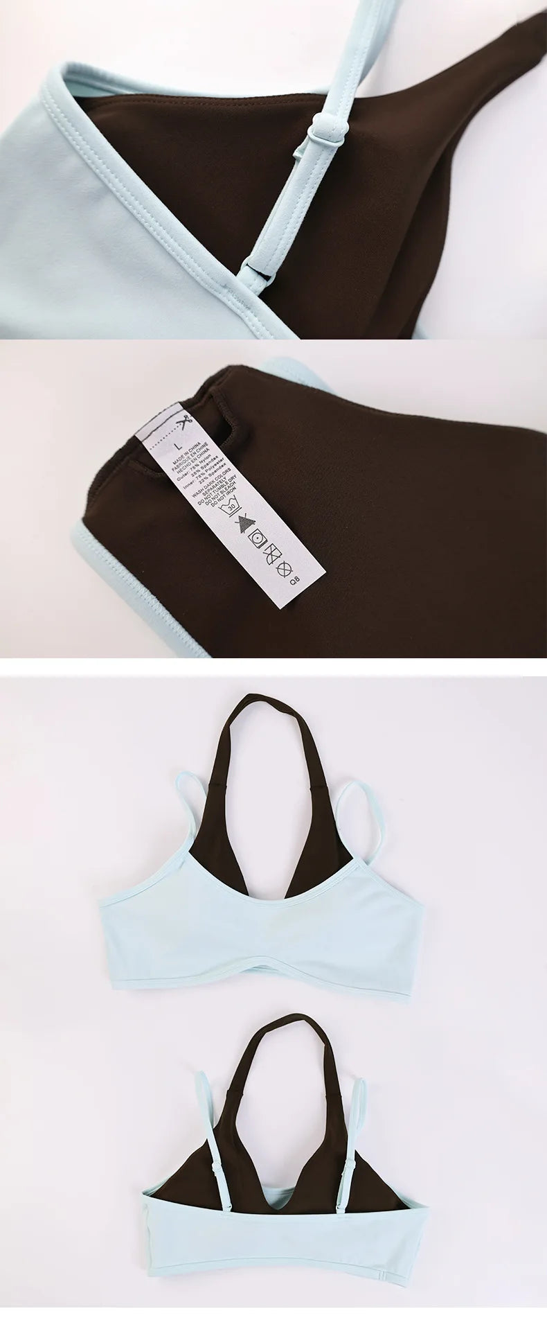 Sujetador deportivo tipo halter con tirantes ajustables para mujer