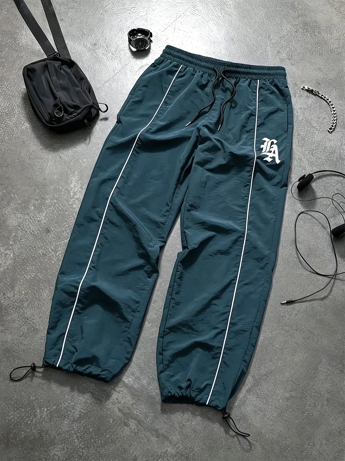 Pantalones anchos estilo paracaídas con bloques