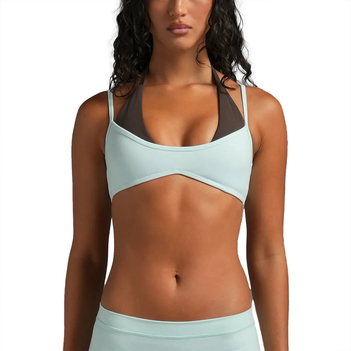 Sujetador deportivo tipo halter con tirantes ajustables para mujer