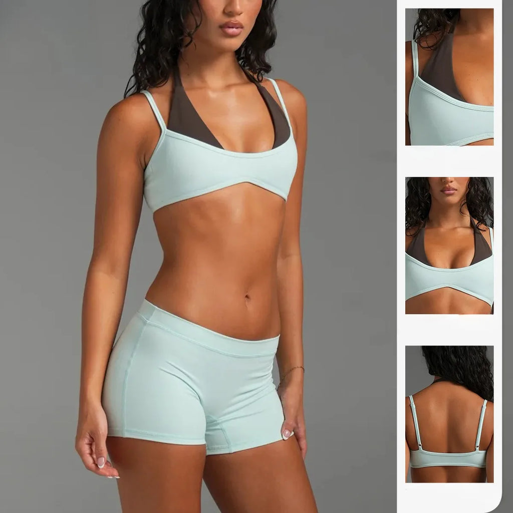 Sujetador deportivo tipo halter con tirantes ajustables para mujer