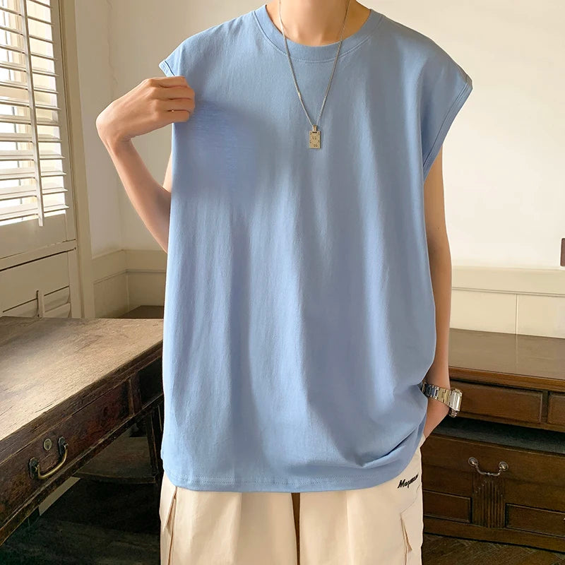 Camiseta sin mangas de algodón para hombre