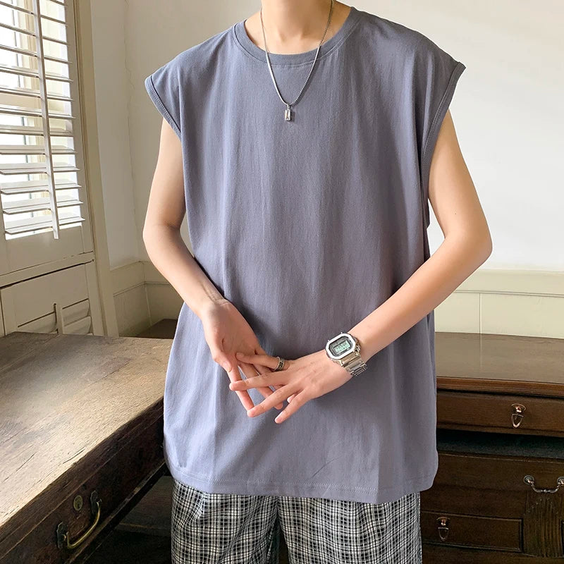 Camiseta sin mangas de algodón para hombre